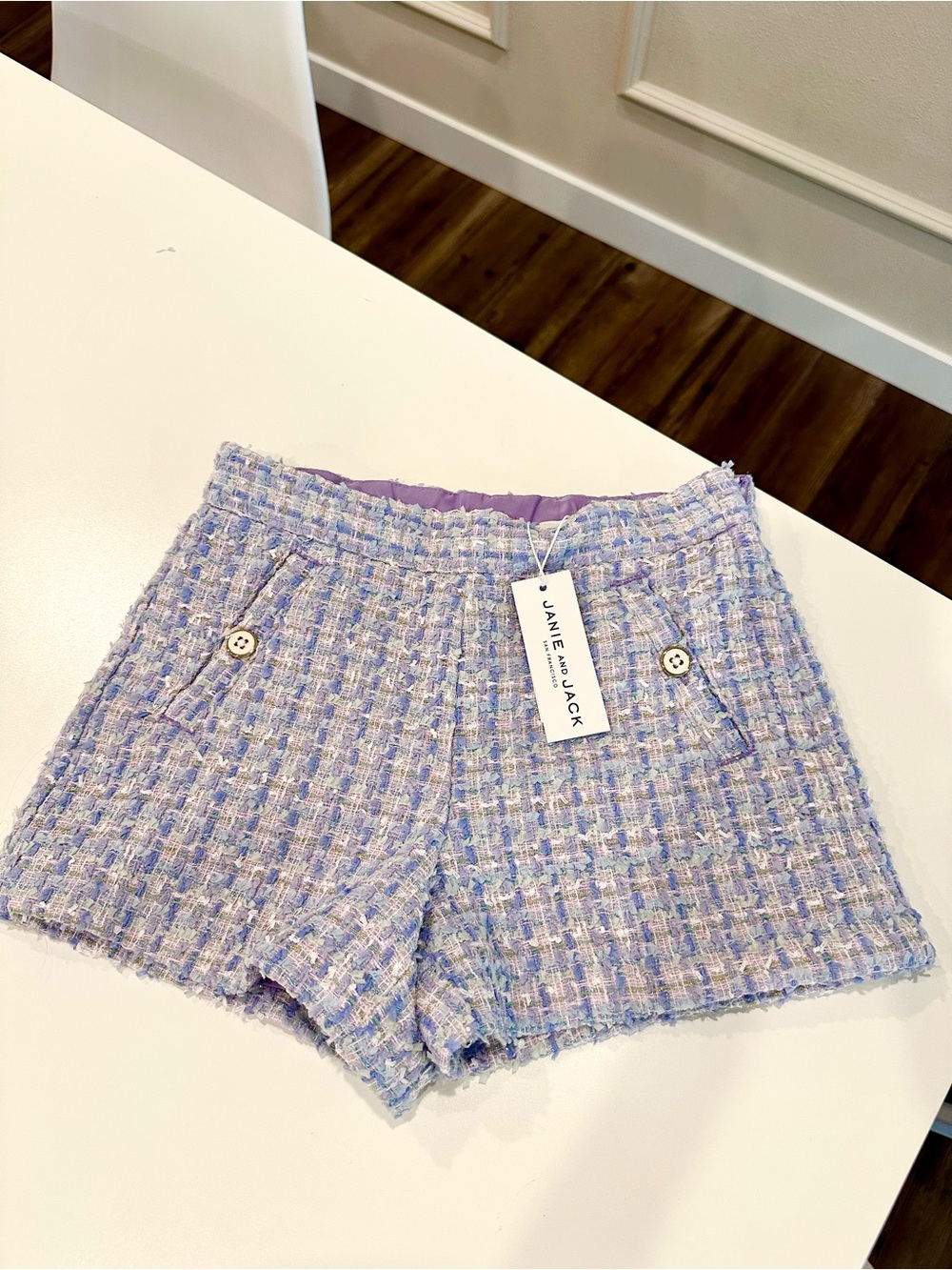 Janie and Jack Lavender Tweed High-Waist Girls' Shorts